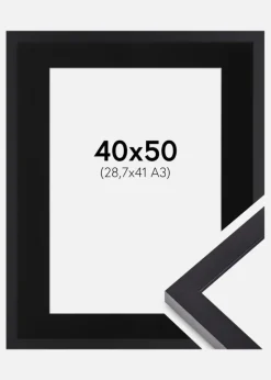 Ramme Selection Sort 40x50 cm - Passepartout Sort 29,7x42 cm (A3)