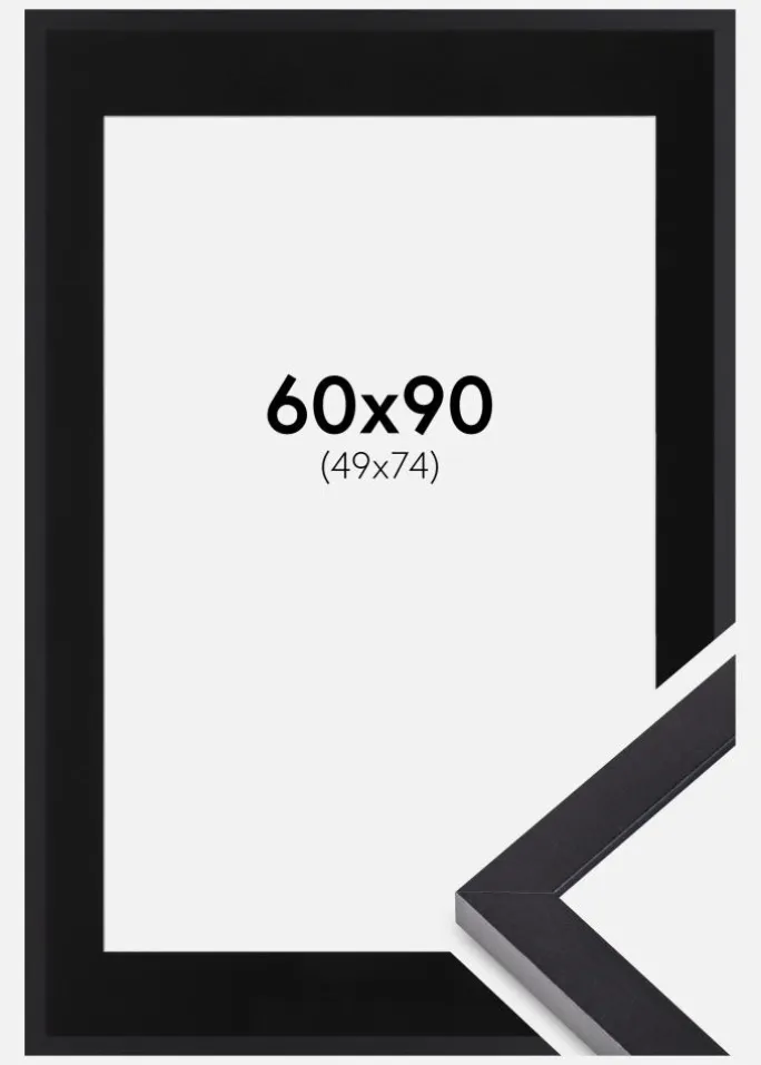 Ramme Selection Sort 60x90 cm - Passepartout Sort 50x75 cm