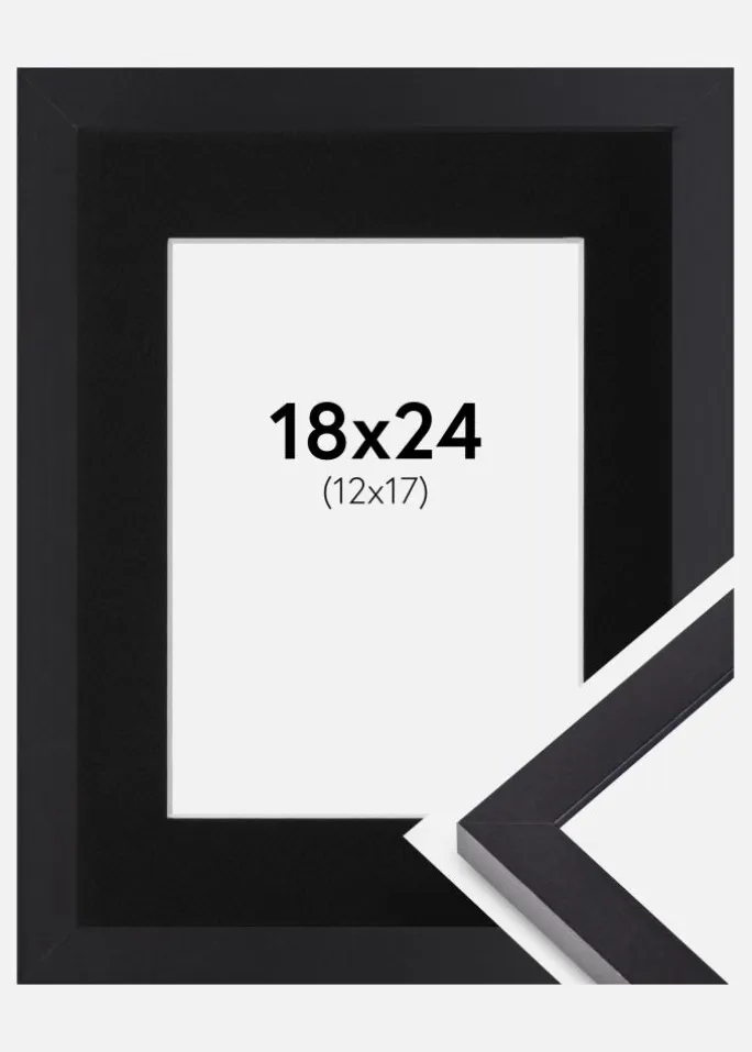 Ramme Selection Sort 18x24 cm - Passepartout Sort 13x18 cm