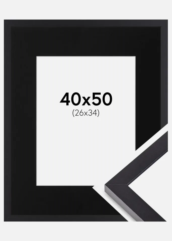 Ramme Selection Sort 40x50 cm - Passepartout Sort 27x35 cm