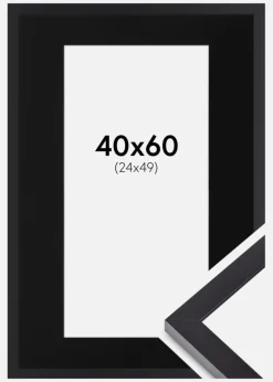 Ramme Selection Sort 40x60 cm - Passepartout Sort 25x50 cm