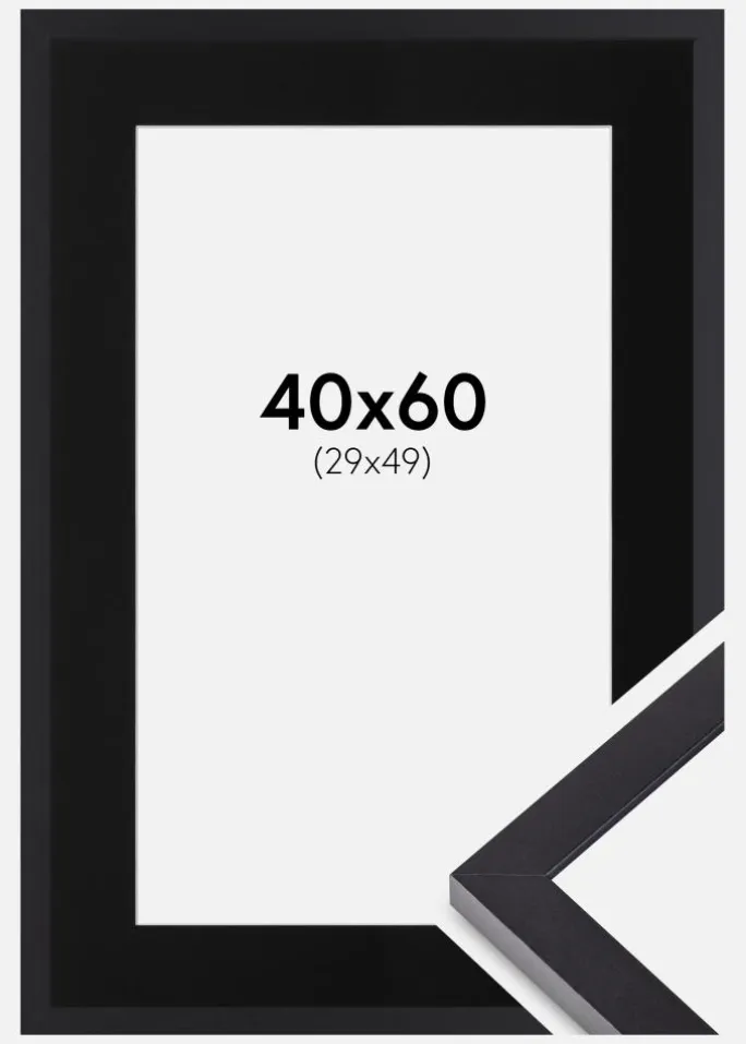 Ramme Selection Sort 40x60 cm - Passepartout Sort 30x50 cm