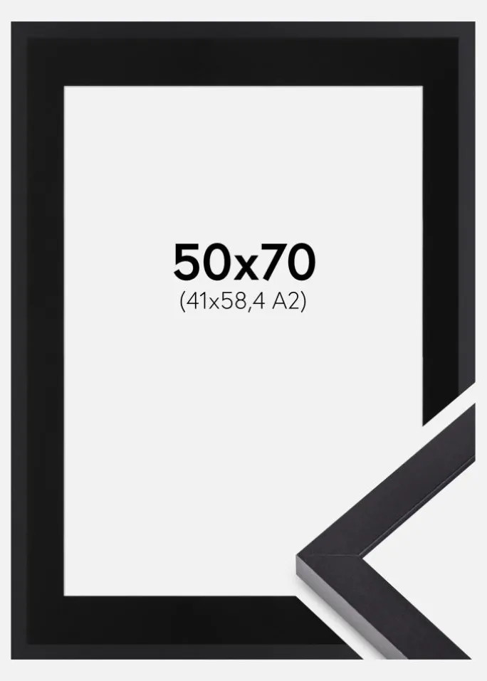 Ramme Selection Sort 50x70 cm - Passepartout Sort 42x59,4 cm (A2)
