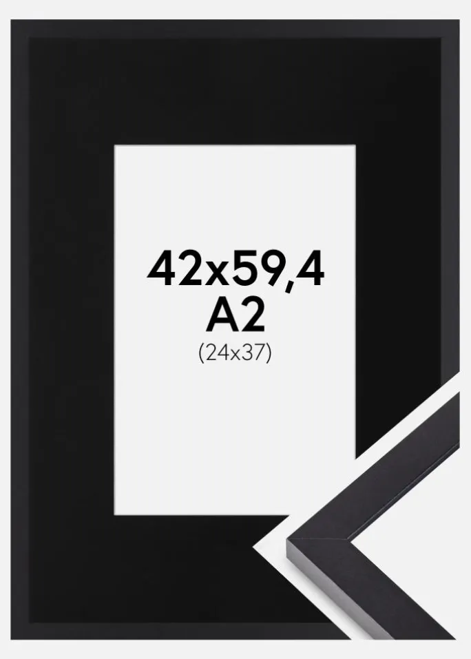 Ramme Selection Sort 42x59,4 cm (A2) - Passepartout Sort 25x38 cm