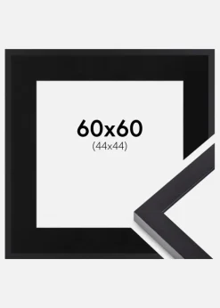Ramme Selection Sort 60x60 cm - Passepartout Sort 45x45 cm