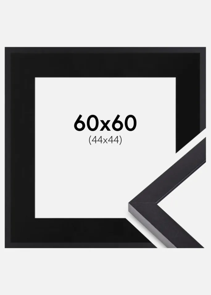 Ramme Selection Sort 60x60 cm - Passepartout Sort 45x45 cm