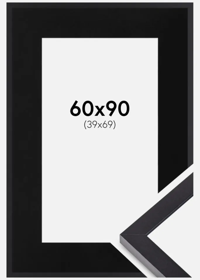 Ramme Selection Sort 60x90 cm - Passepartout Sort 40x70 cm