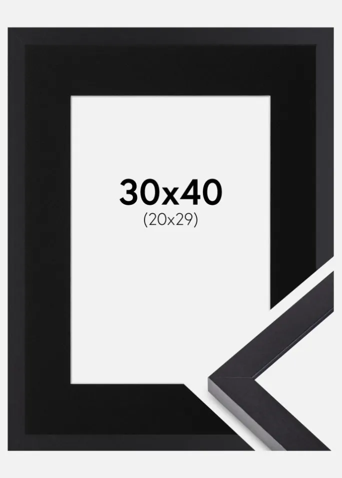 Ramme Selection Sort 30x40 cm - Passepartout Sort 21x30 cm