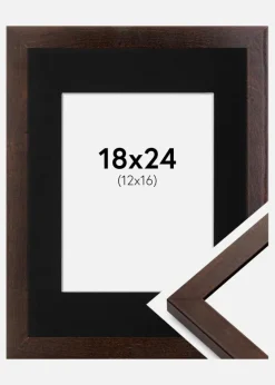 Ramme Selection Valnød 18x24 cm - Passepartout Sort 13x17 cm