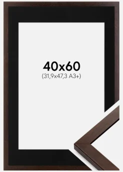Ramme Selection Valnød 40x60 cm - Passepartout Sort 32,9x48,3 cm (A3+)