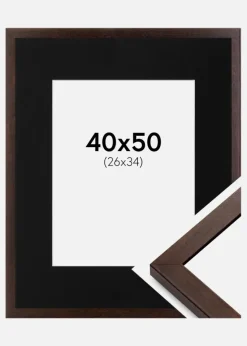 Ramme Selection Valnød 40x50 cm - Passepartout Sort 27x35 cm