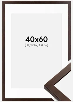 Ramme Selection Valnød 40x60 cm - Passepartout Hvid 32,9x48,3 cm (A3+)