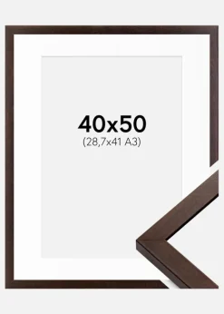 Ramme Selection Valnød 40x50 cm - Passepartout Hvid 29,7x42 cm (A3)