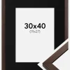 Ramme Selection Valnød 30x40 cm - Passepartout Sort 20x28 cm
