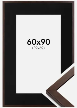 Ramme Selection Valnød 60x90 cm - Passepartout Sort 40x70 cm