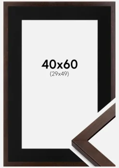 Ramme Selection Valnød 40x60 cm - Passepartout Sort 30x50 cm