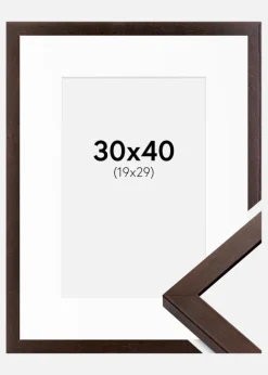 Ramme Selection Valnød 30x40 cm - Passepartout Hvid 20x30 cm