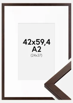 Ramme Selection Valnød 42x59,4 cm (A2) - Passepartout Hvid 25x38 cm