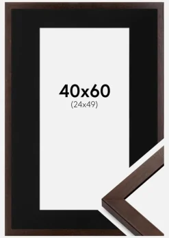 Ramme Selection Valnød 40x60 cm - Passepartout Sort 25x50 cm