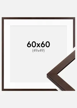 Ramme Selection Valnød 60x60 cm - Passepartout Hvid 50x50 cm