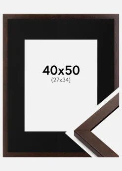 Ramme Selection Valnød 40x50 cm - Passepartout Sort 28x35 cm