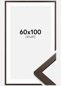 Ramme Selection Valnød 60x100 cm - Passepartout Hvid 50x90 cm