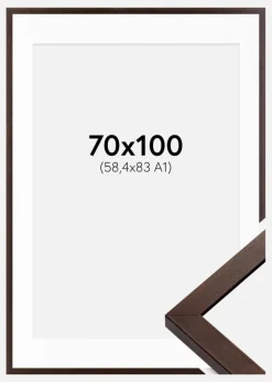 Ramme Selection Valnød 70x100 cm - Passepartout Hvid 59,4x84 cm (A1)