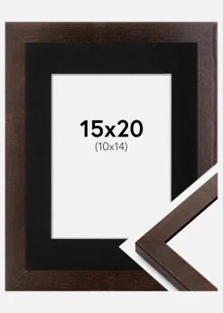 Ramme Selection Valnød 15x20 cm - Passepartout Sort 11x15 cm