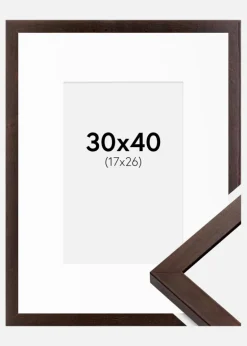 Ramme Selection Valnød 30x40 cm - Passepartout Hvid 18x27 cm