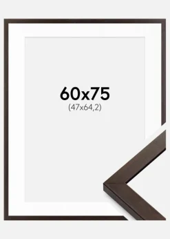 Ramme Selection Valnød 60x75 cm - Passepartout Hvid 48x65,2 cm