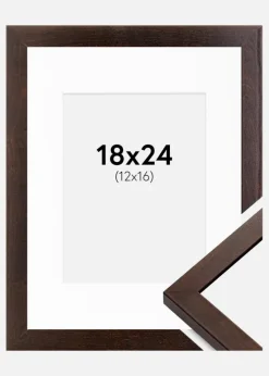 Ramme Selection Valnød 18x24 cm - Passepartout Hvid 13x17 cm