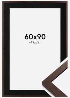 Ramme Selection Valnød 60x90 cm - Passepartout Sort 50x80 cm