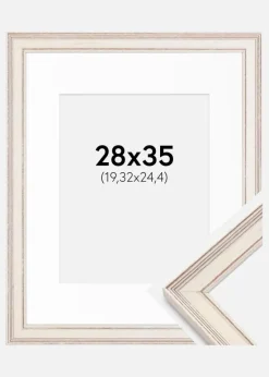 Ramme Shabby Chic Hvid 28x35 cm - Passepartout Hvid 8x10 inches
