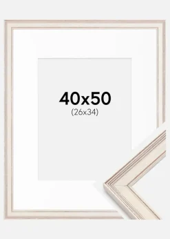 Ramme Shabby Chic Hvid 40x50 cm - Passepartout Hvid 27x35 cm