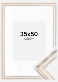 Ramme Shabby Chic Hvid 35x50 cm - Passepartout Hvid 24x30 cm