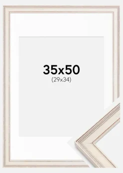 Ramme Shabby Chic Hvid 35x50 cm - Passepartout Hvid 30x35 cm