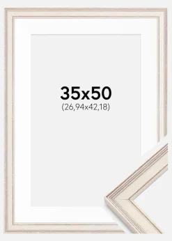 Ramme Shabby Chic Hvid 35x50 cm - Passepartout Hvid 11x17 inches