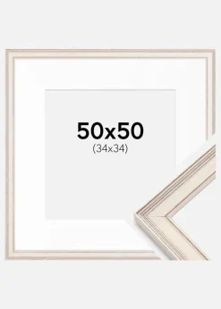 Ramme Shabby Chic Hvid 50x50 cm - Passepartout Hvid 35x35 cm