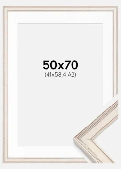 Ramme Shabby Chic Hvid 50x70 cm - Passepartout Hvid 42x59,4 cm (A2)