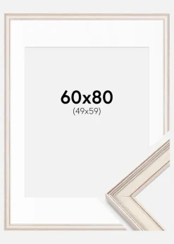 Ramme Shabby Chic Hvid 60x80 cm - Passepartout Hvid 50x60 cm