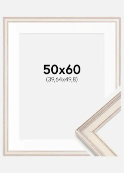 Ramme Shabby Chic Hvid 50x60 cm - Passepartout Hvid 16x20 inches