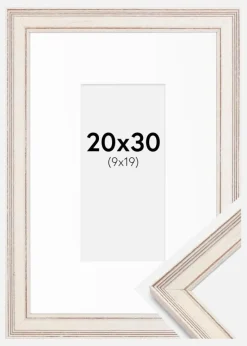 Ramme Shabby Chic Hvid 20X30 cm - Passepartout Hvid 10x20 cm