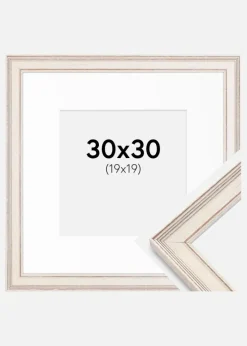 Ramme Shabby Chic Hvid 30x30 cm - Passepartout Hvid 20x20 cm
