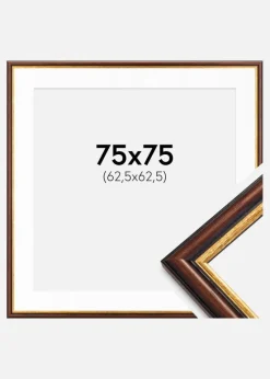 Ramme Siljan Brun 75x75 cm - Passepartout Hvid 25x25 inches