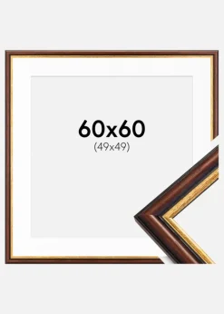 Ramme Siljan Brun 60x60 cm - Passepartout Hvid 50x50 cm
