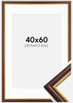 Ramme Siljan Brun 40x60 cm - Passepartout Hvid 32,9x48,3 cm (A3+)