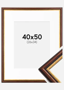 Ramme Siljan Brun 40x50 cm - Passepartout Hvid 27x35 cm