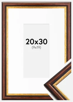 Ramme Siljan Brun 20x30 cm - Passepartout Hvid 10x20 cm