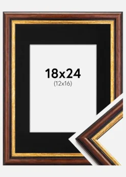 Ramme Siljan Brun 18x24 cm - Passepartout Sort 13x17 cm
