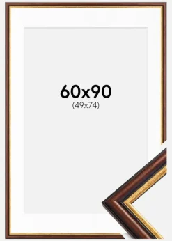 Ramme Siljan Brun 60x90 cm - Passepartout Hvid 50x75 cm